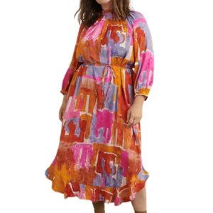 Anthropologie Maeve Jessamine Mock Neck Belted Maxi Dress 2X